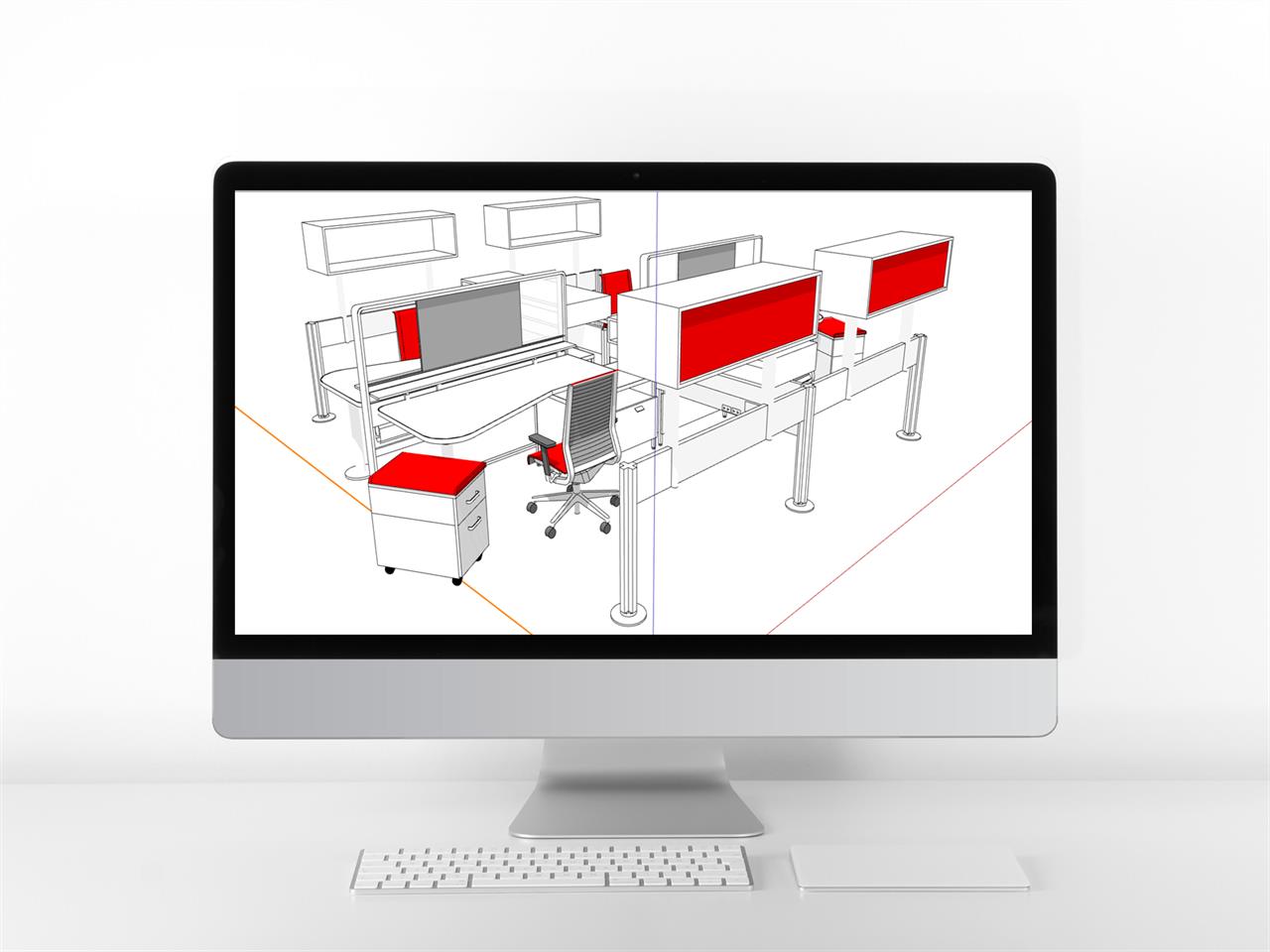 간략한 사무용 테이블 sketchup 배경