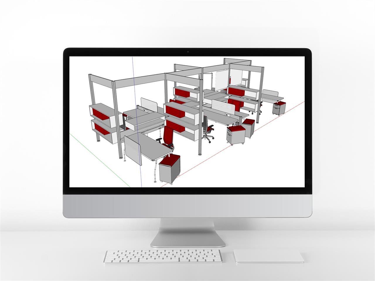깔끔한 사무용 책상 스케치업 모델