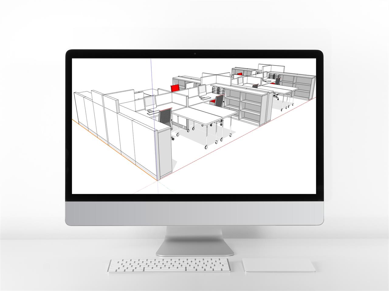 단조로운 사무용 테이블 sketchup 배경