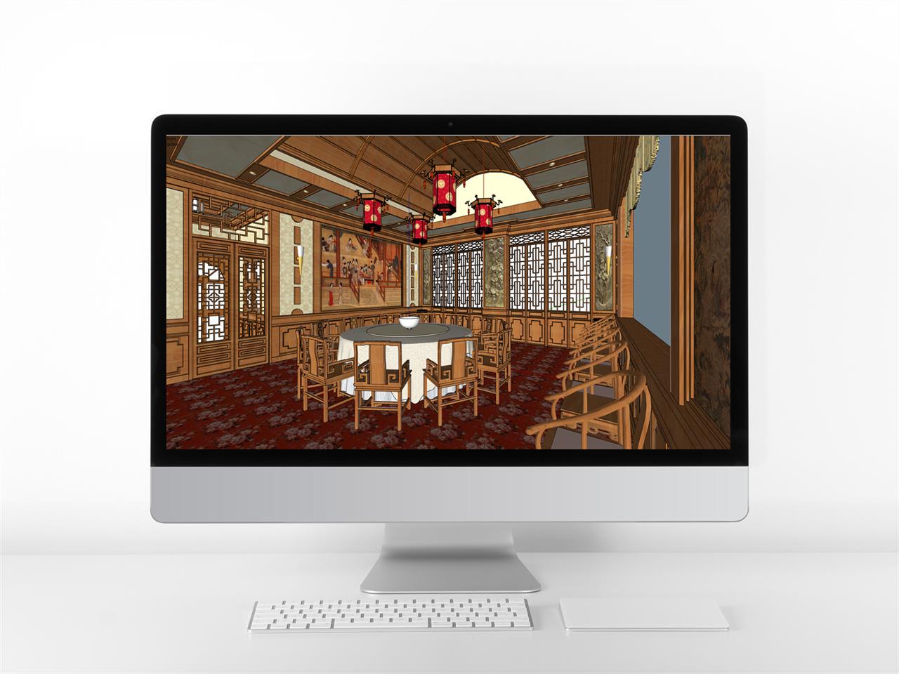 베이직 식당 인테리어 sketchup 모델