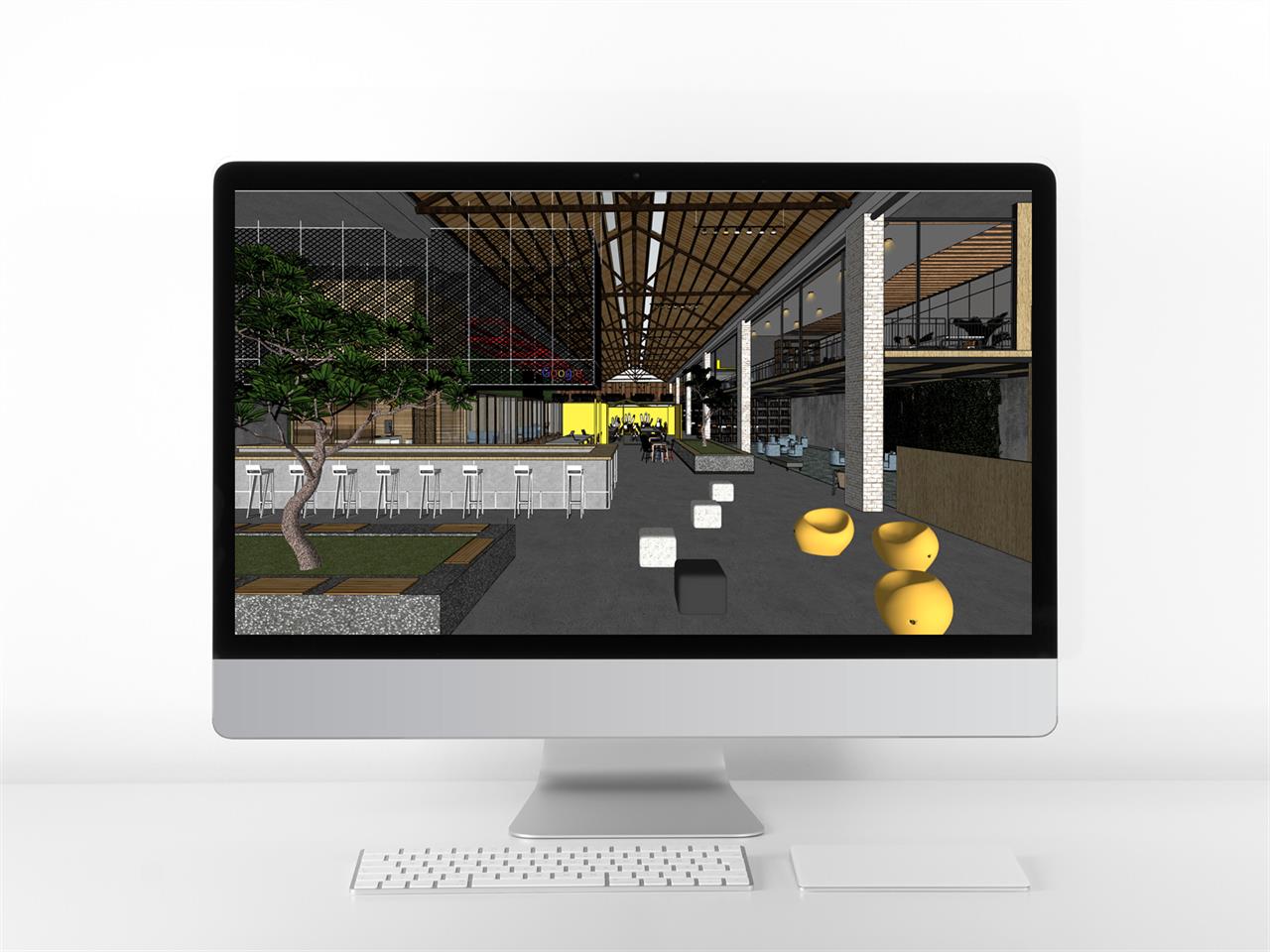 현대적인 사무공간 디자인 sketchup 모델