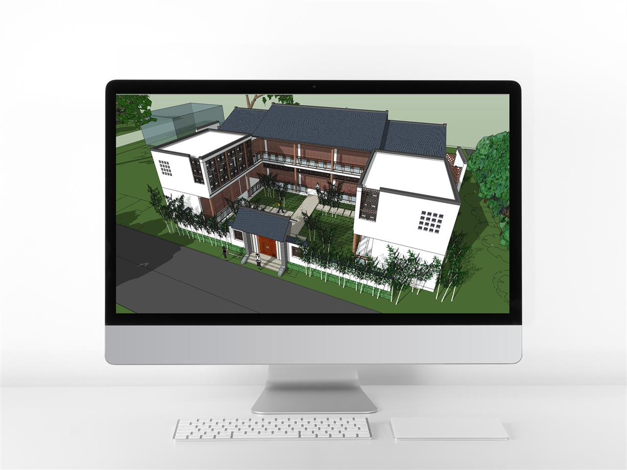 고급스럽운 문화시설 꾸미기 sketchup 샘플