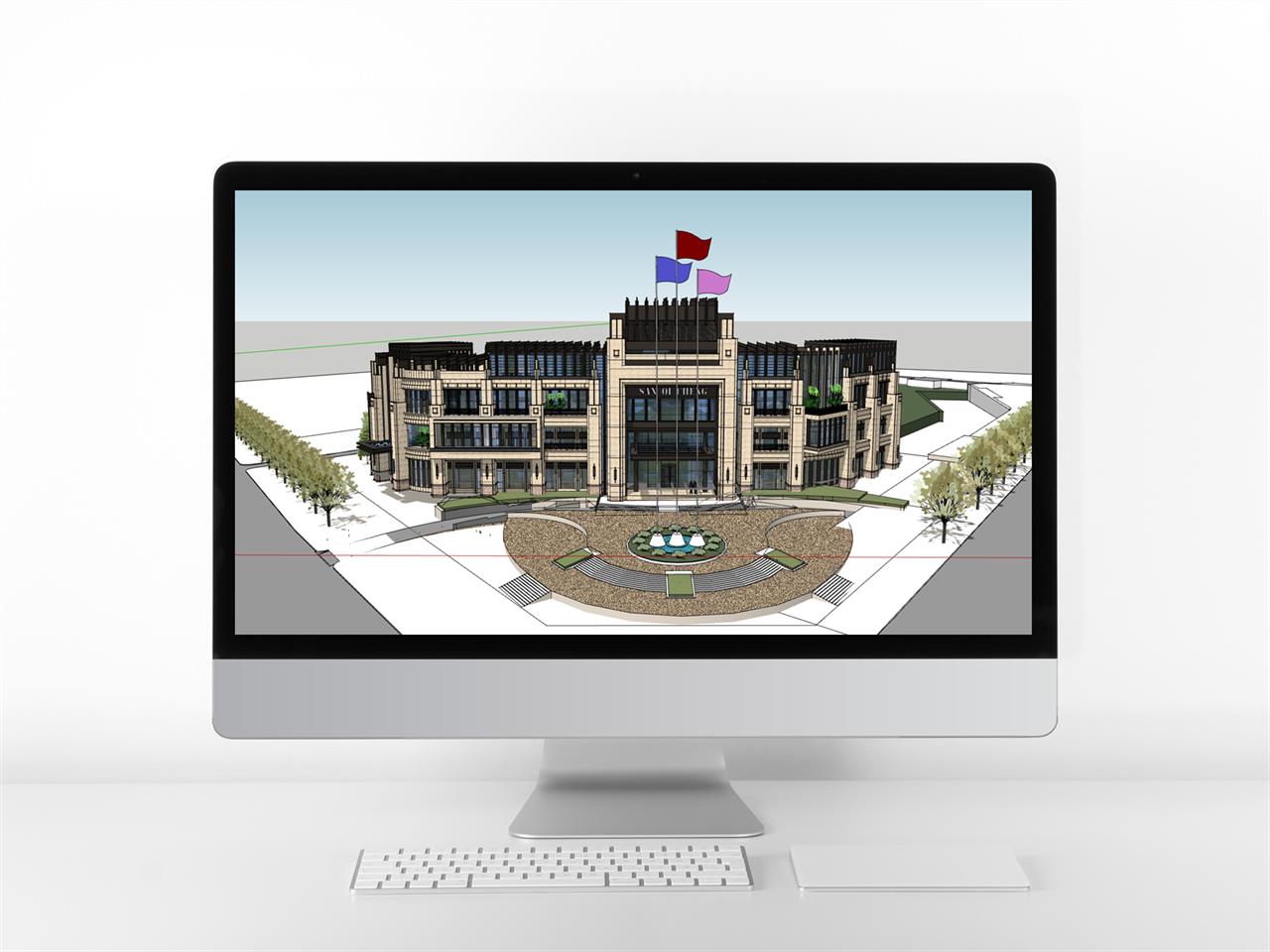 세련된 문화시설 실외 sketchup 소스