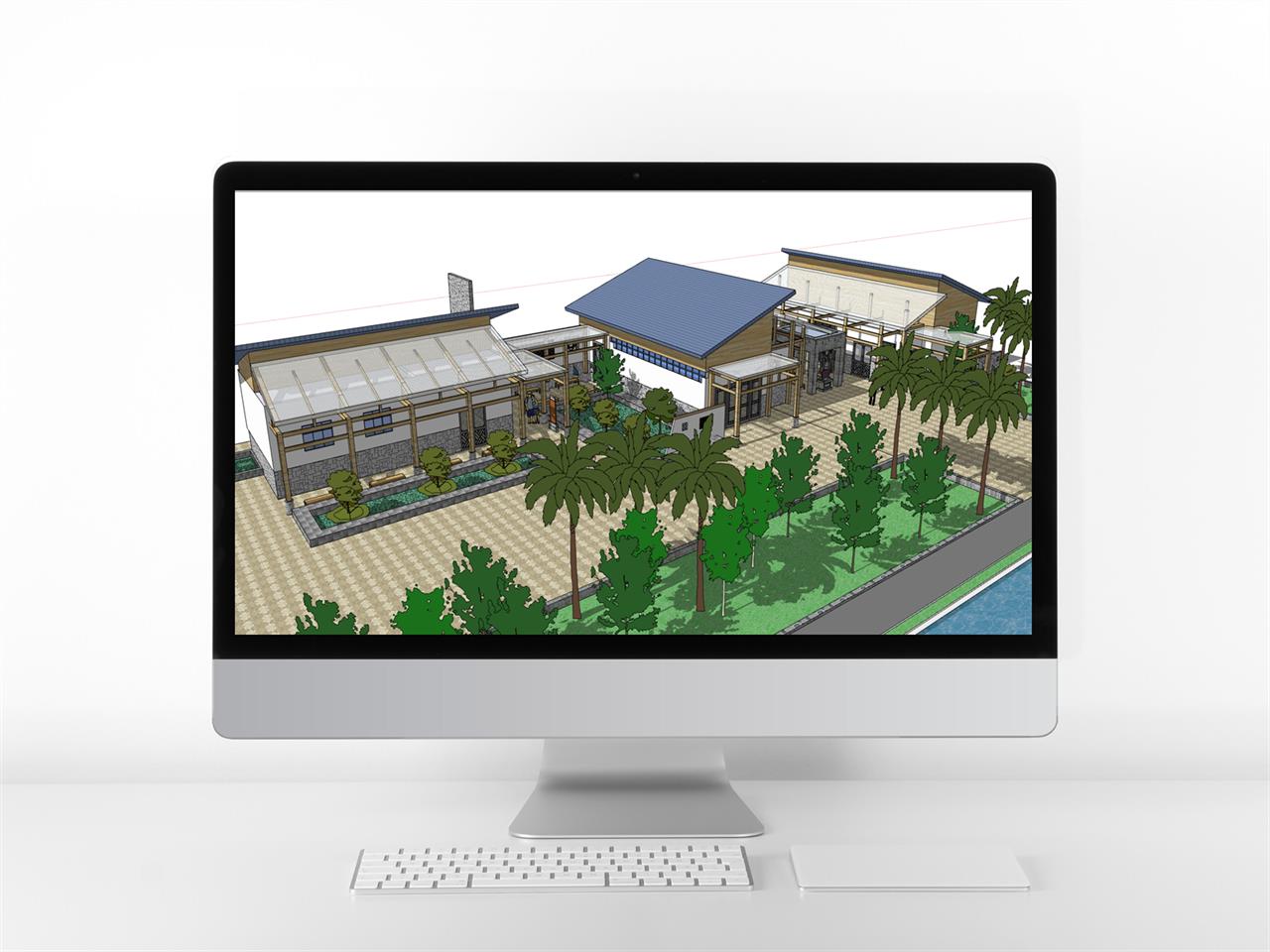 단조로운 문화시설 실외 sketchup 샘플