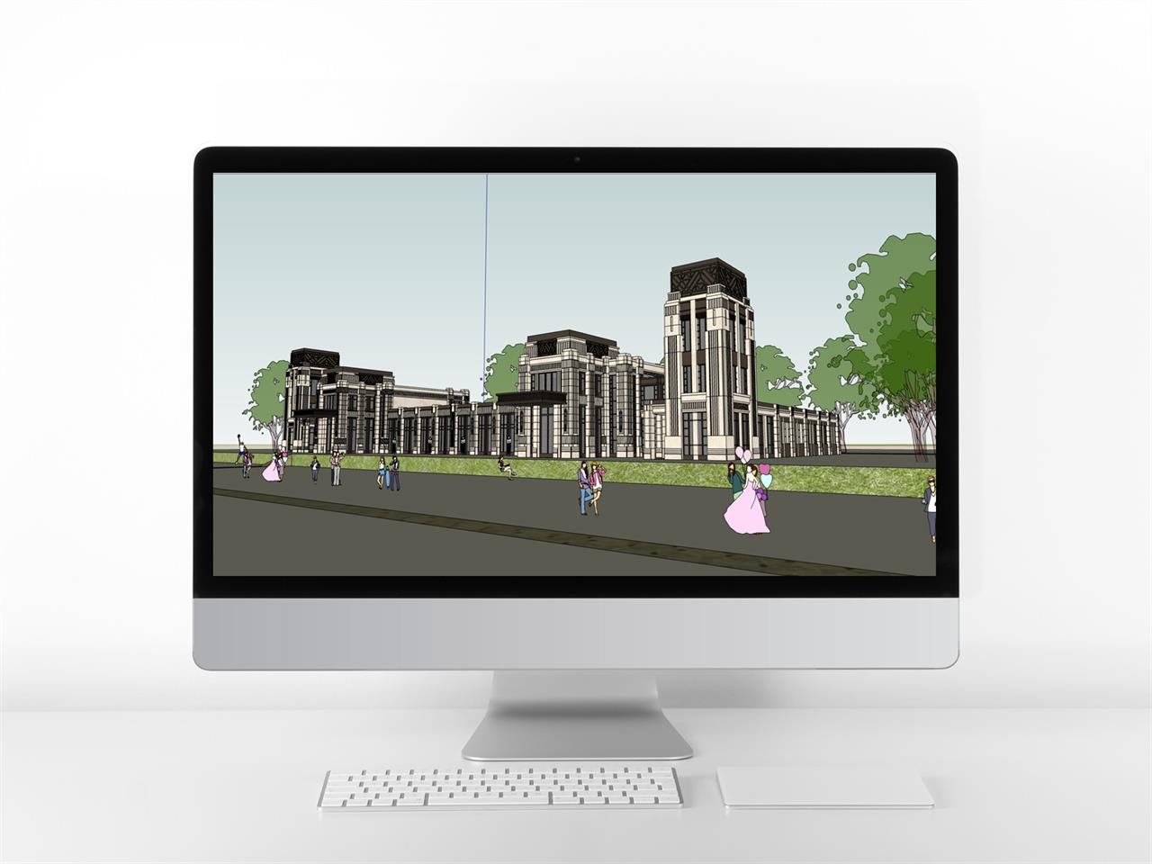 간략한 문화시설 실외 sketchup 템플릿