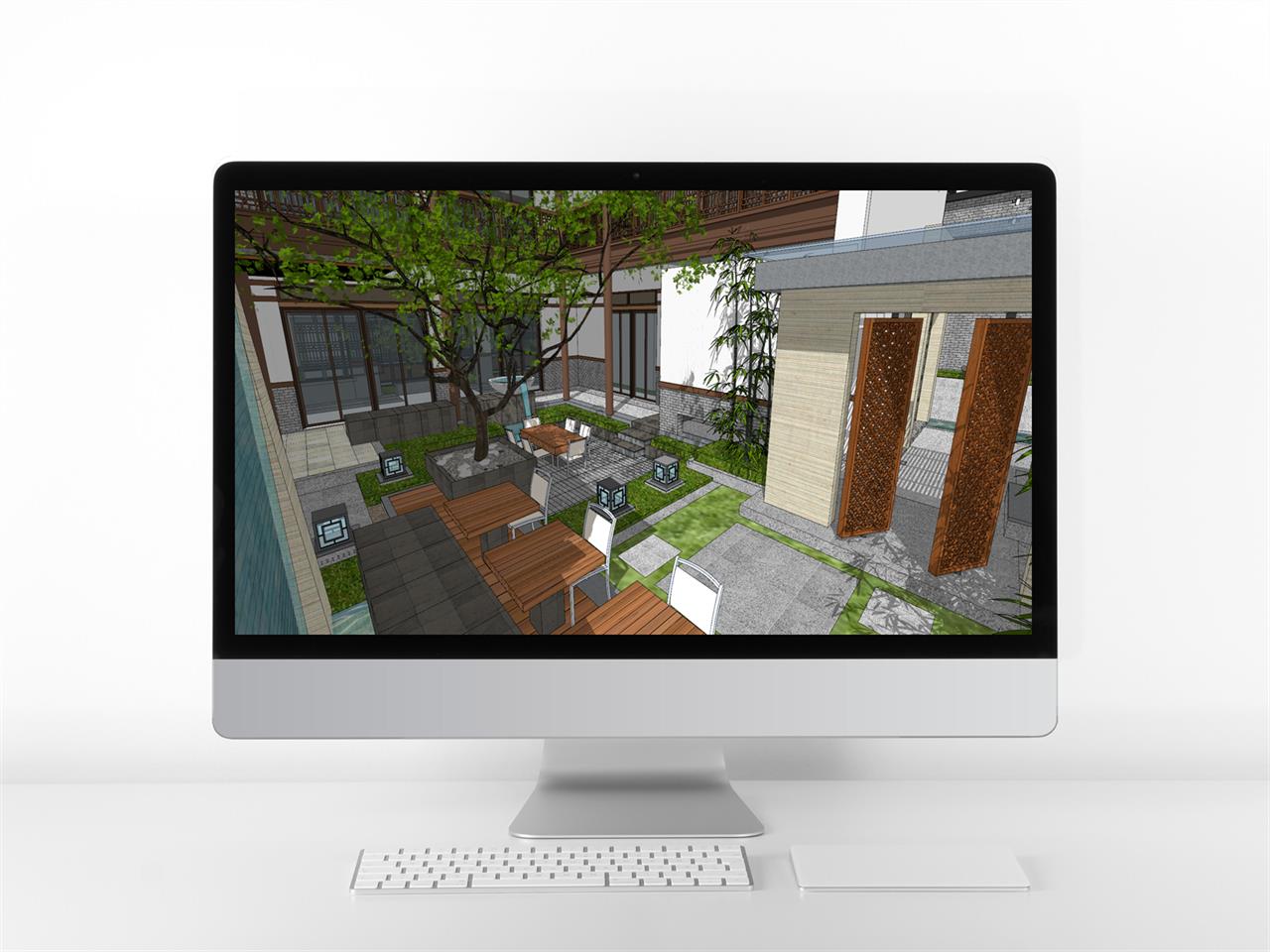 단조로운 정원조경 sketchup 모델