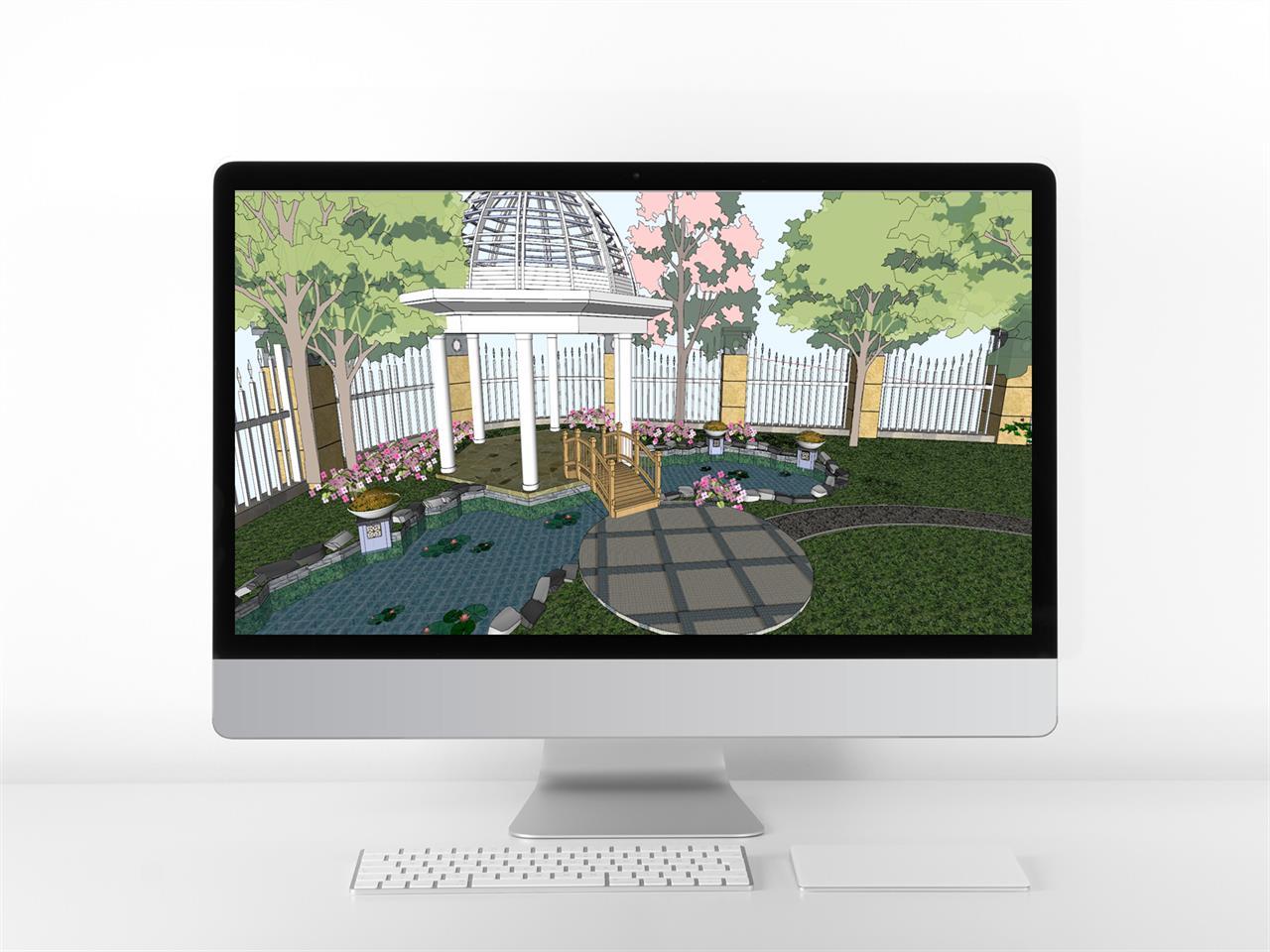 깔끔한 정원조경 디자인 sketchup 소스