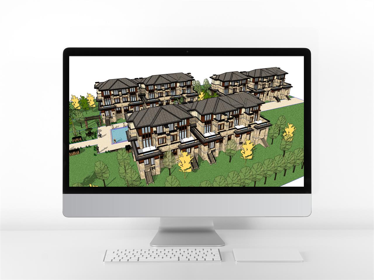 산뜻한 별장주택 꾸미기 sketchup 모델