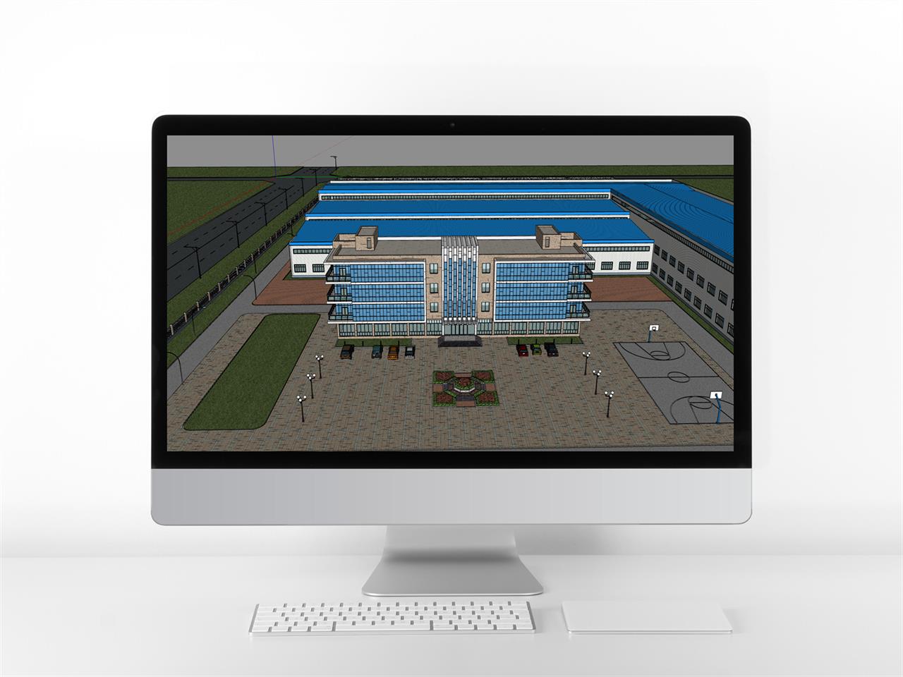 시선을 사로잡는 공업단지 sketchup 모델