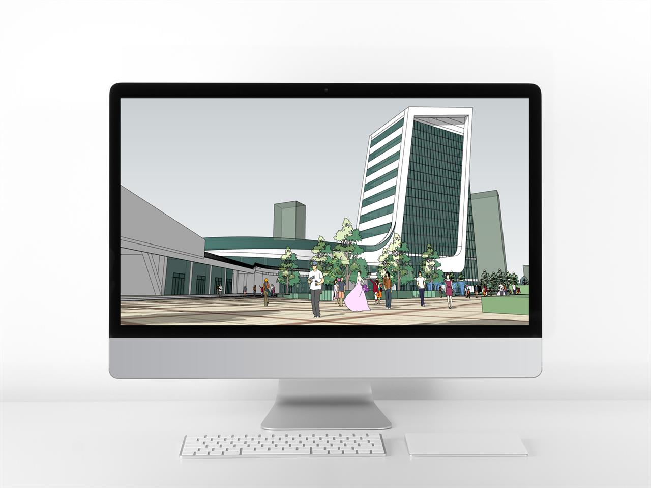 매력적인 근린생활시설 sketchup 배경