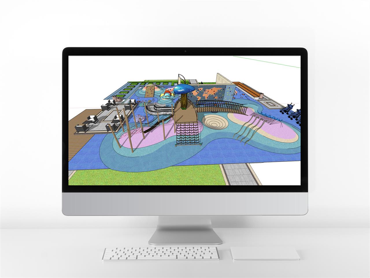 멋진 공원광장 디자인 sketchup 템플릿