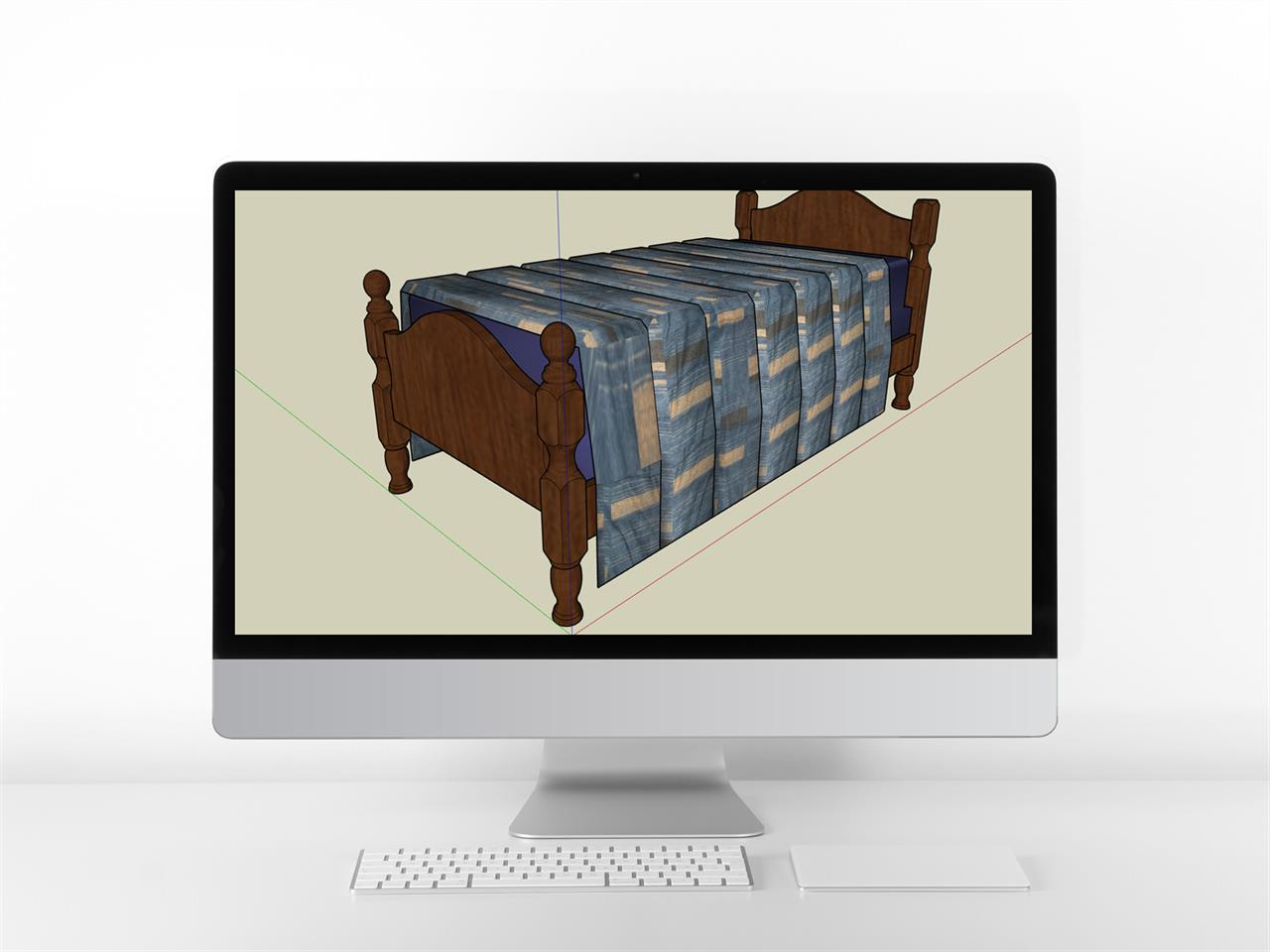 간략한 1인침대 sketchup 모델