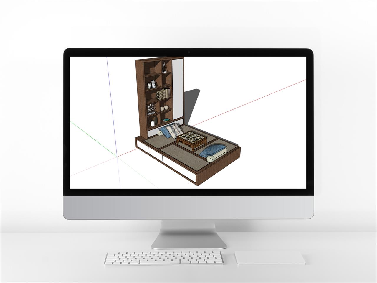 고퀄리티 2인침대 sketchup 템플릿