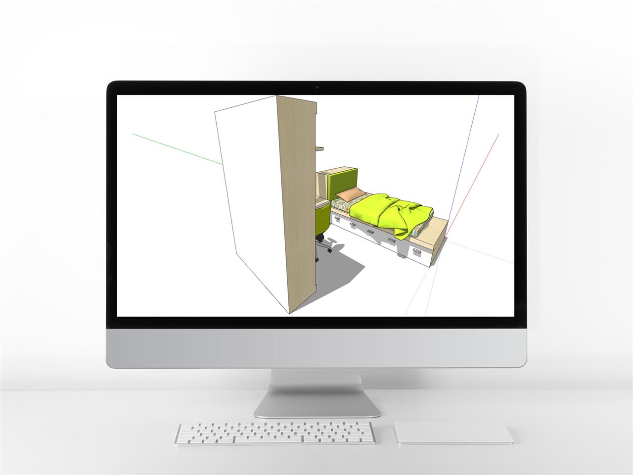 고급형 2인침대 sketchup 샘플