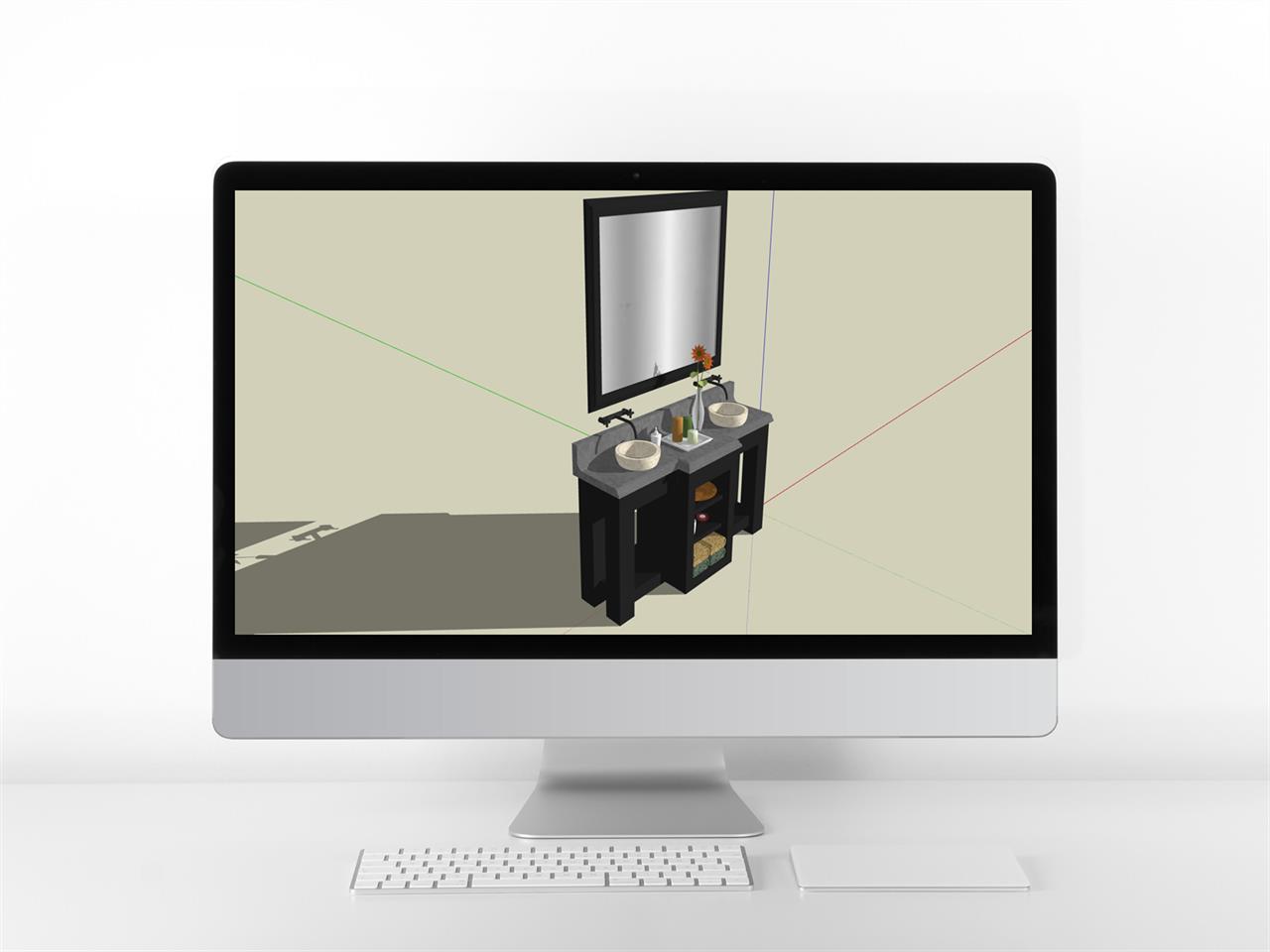 단출한 욕실수납장 sketchup 템플릿