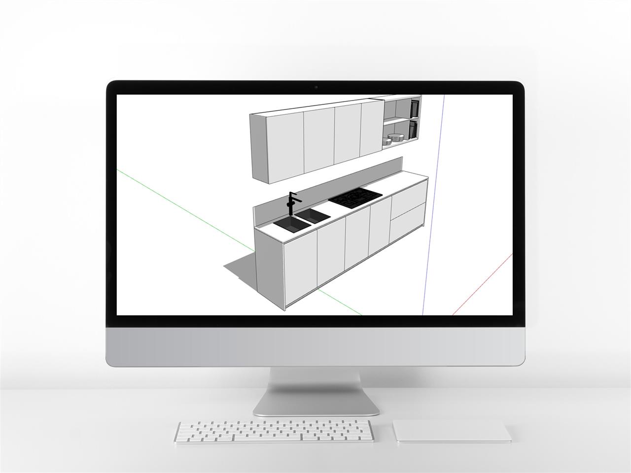 심플한 주방수납장 sketchup 모델