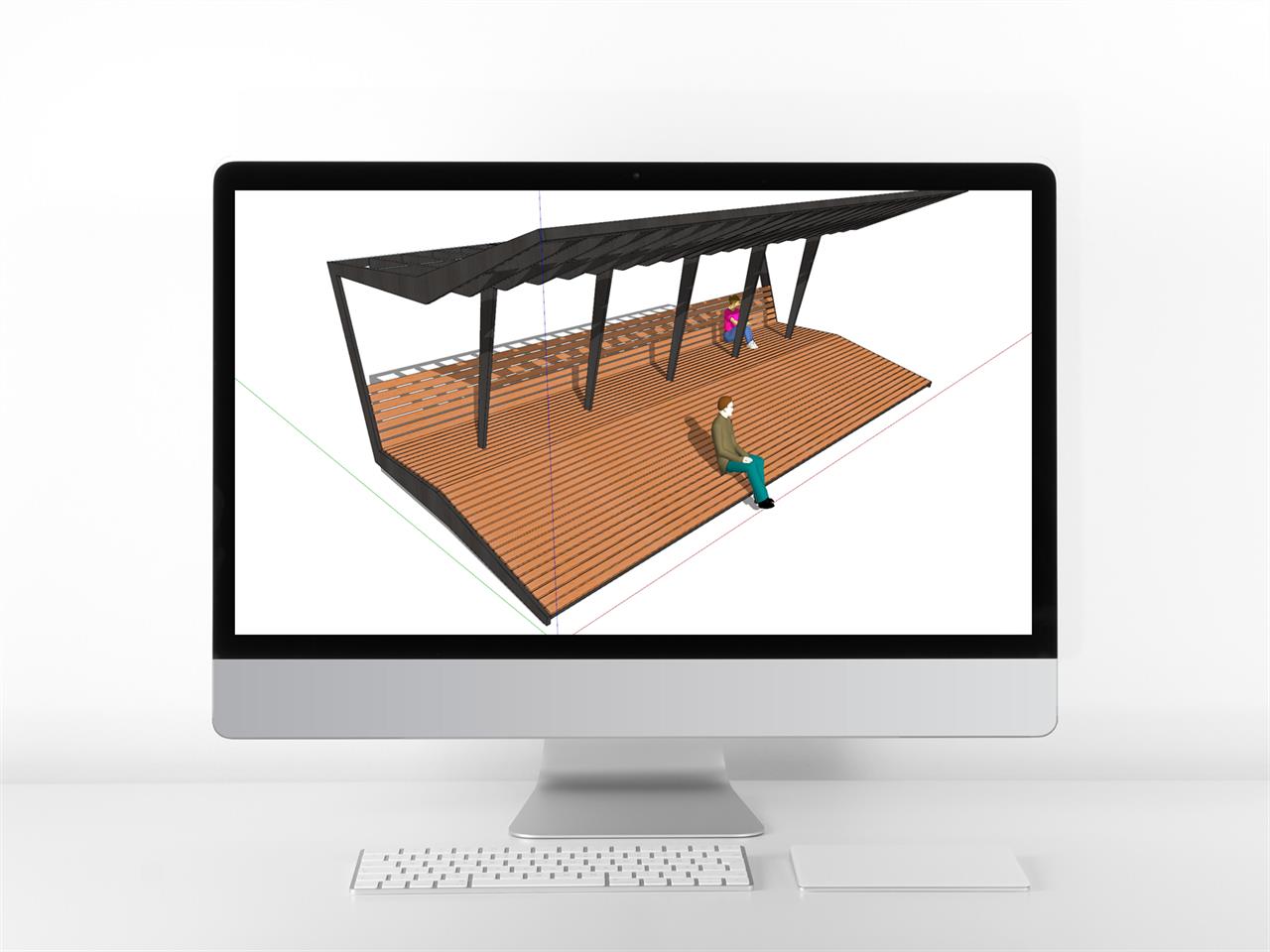 간략한 퍼걸러 sketchup 배경