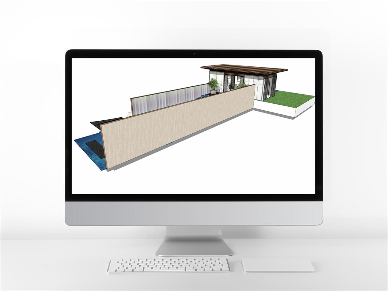 현대적인 공용시설 sketchup 샘플